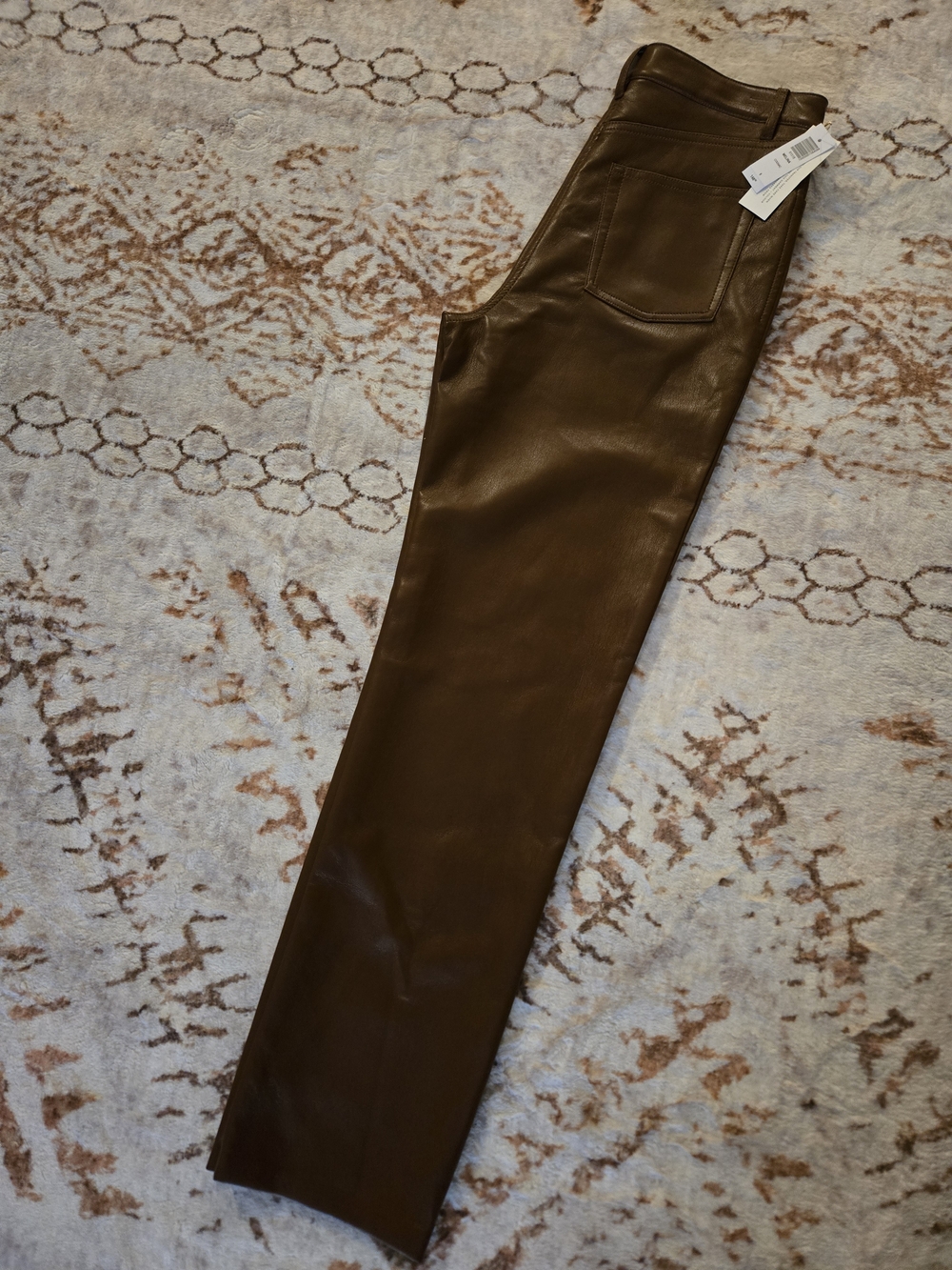Wilfred by Aritzia The Melina Pant Vegan Leather Patina Brown Size 6 NWT - Picture 11 of 11